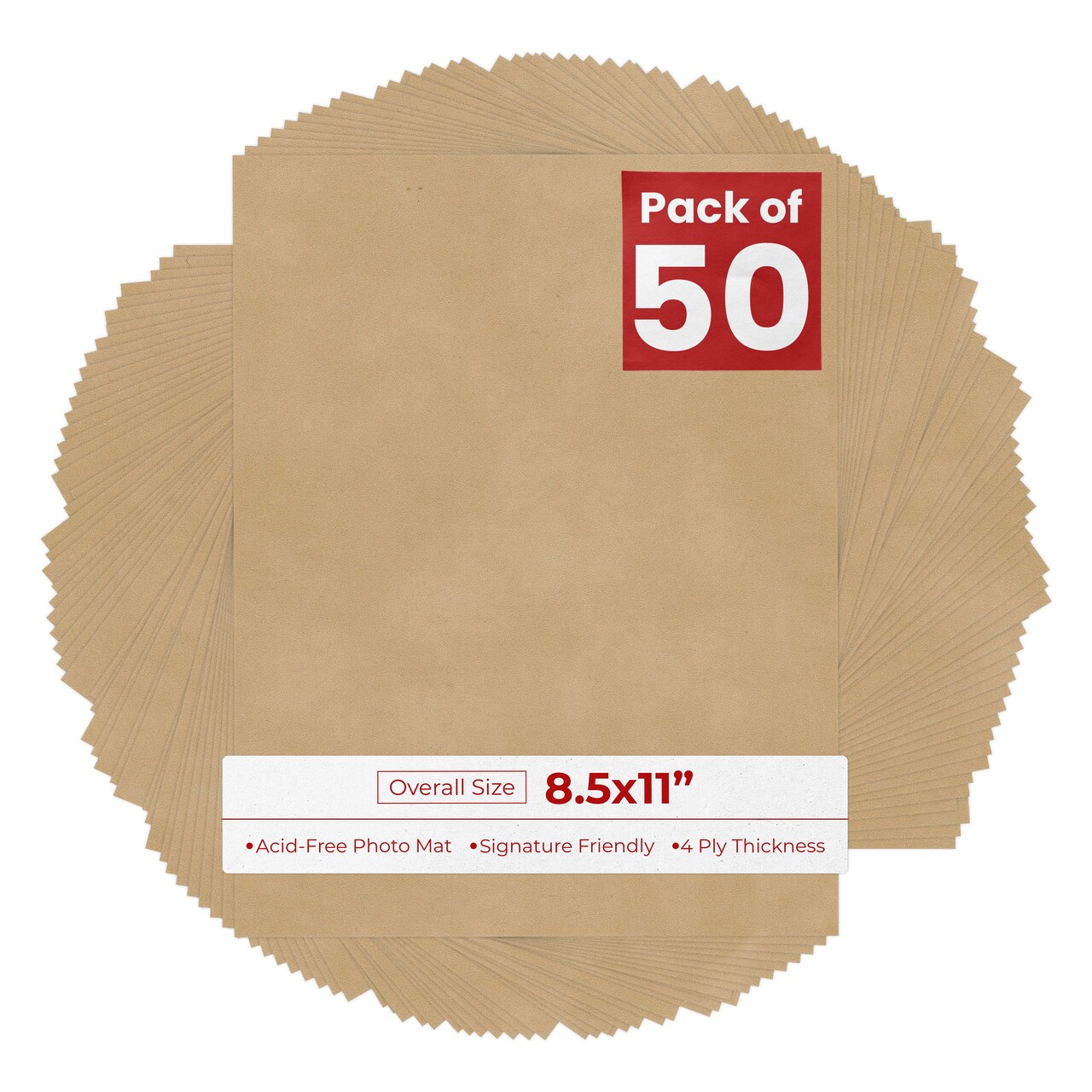 Beige Suede 8.5x11 Uncut Mat Board - Blank Sheets, No Opening